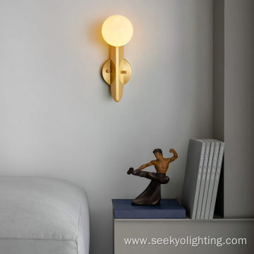 Antique Brass Modern Glass Wall Lamp For Hotel